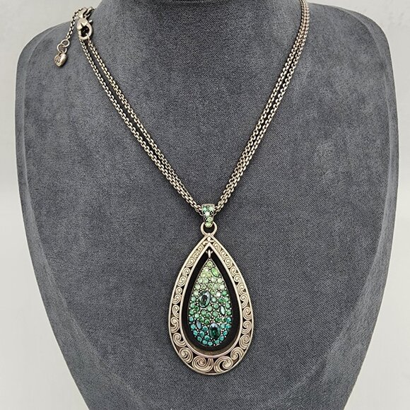 Brighton Crystal Voyage Blue Crystal Hues Teardrop Convertible Pendant Necklace - Picture 1 of 7